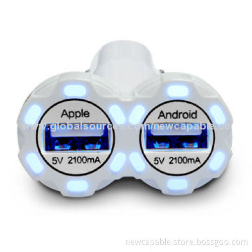 3.4A Big Output Smart Car Charger, ABS Case Material, 88 x 45 x 25mm Size
